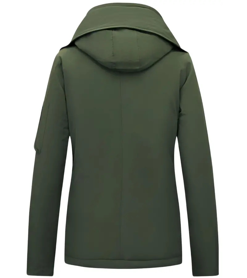 TheBrand Kort Quiltad Jacka Dam med Huva Grön