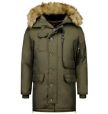 Just Key Vinterjackor Online Herr - Fake Fur Collar Parka - Grön