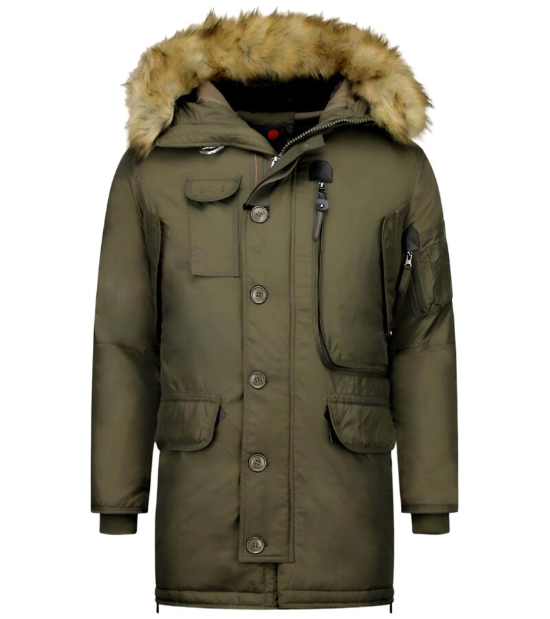 Just Key Vinterjackor Online Herr - Fake Fur Collar Parka - Grön