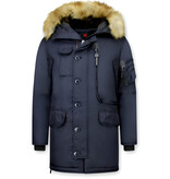 Just Key Vinterjackor Online Man - Fake Fur Collar Parka - Blå