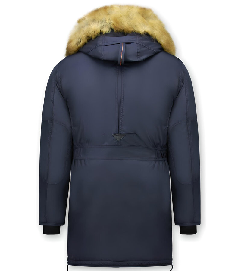 Just Key Vinterjackor Online Man - Fake Fur Collar Parka - Blå