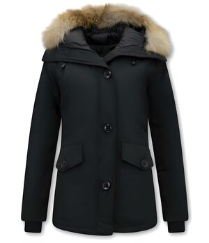 TheBrand Vinterjacka Kvinnors Kanada Kort - Parka Sidfickor - 503Z - Svart