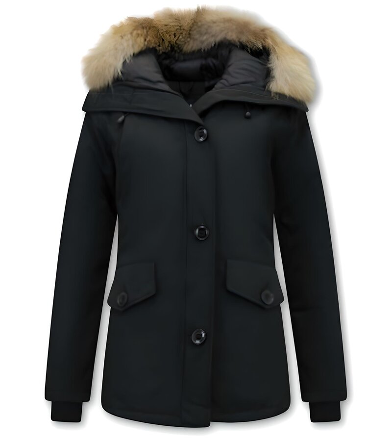 TheBrand Vinterjacka Kvinnors Kanada Kort - Parka Sidfickor - 503Z - Svart