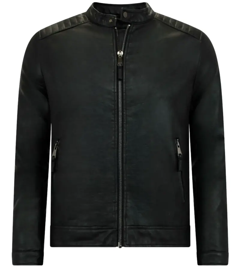 Enos Imitation skinnjacka män - Biker Jacket - ZMG-8120 - Svart