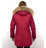 TheBrand Kvinnors Vinterjacka Kanada Lang - Parka Sidfickor - 505R - Röd