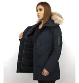 TheBrand Vinterjacka Kanada Lang - Parka Sidfickor Kvinnors - 505B - Blå