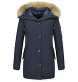 TheBrand Vinterjacka Kanada Lang - Parka Sidfickor Kvinnors - 505B - Blå
