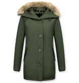 TheBrand Vinterjacka Kanada Lang - Kvinnors Parka Sidfickor - 505G - Grun