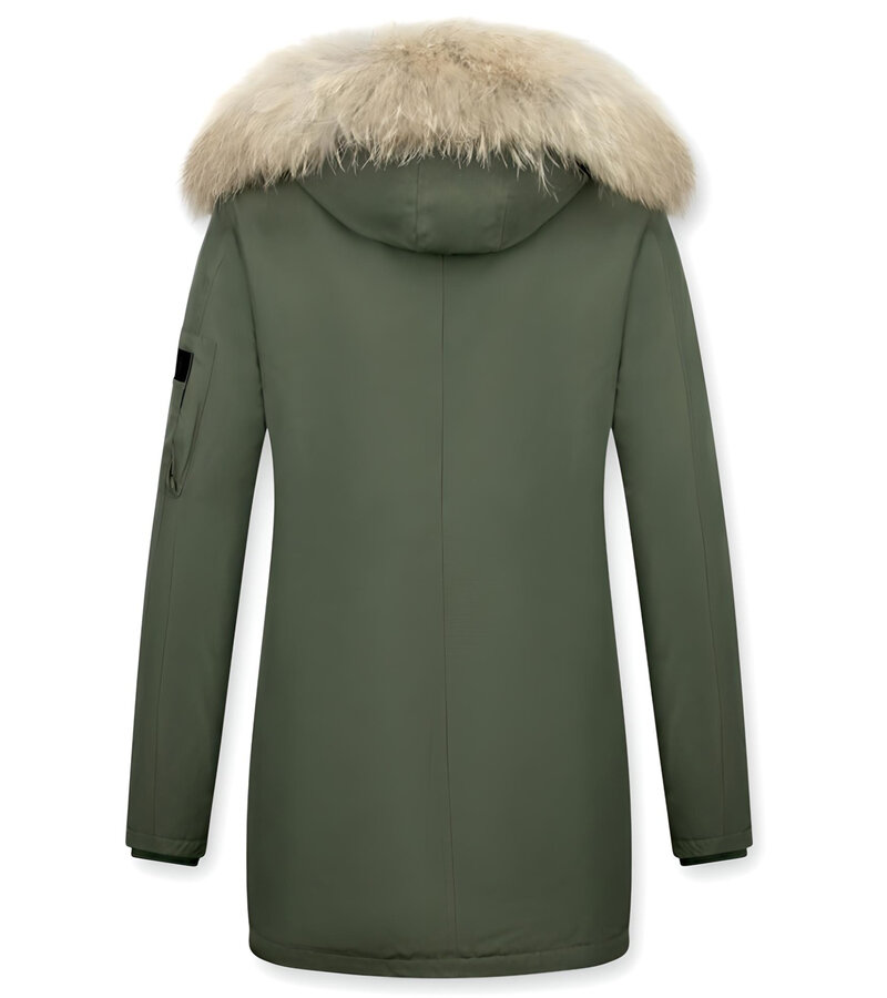 TheBrand Vinterjacka Kanada Lang - Kvinnors Parka Sidfickor - 505G - Grun