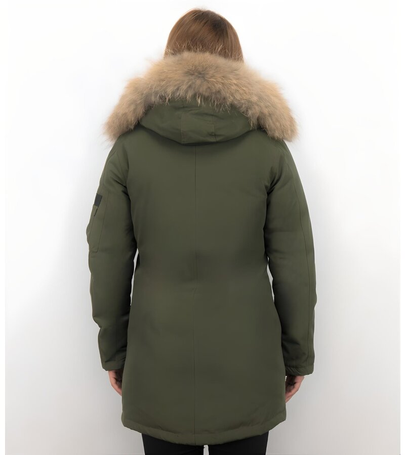 TheBrand Vinterjacka Kanada Lang - Kvinnors Parka Sidfickor - 505G - Grun