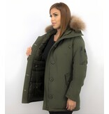 TheBrand Vinterjacka Kanada Lang - Kvinnors Parka Sidfickor - 505G - Grun