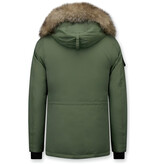 Matogla Vinterrock Medellängd - Damer  Pälskrage Parka - 7603G - Grön