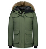 Matogla Vinterrock Medellängd - Damer  Pälskrage Parka - 7603G - Grön