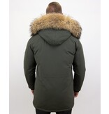 Enos Män vinter parka - Large Real Fur Collar - Grön