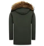 Enos Män vinter parka - Large Real Fur Collar - Grön