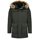 Män vinter parka - Large Real Fur Collar - Grön