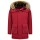 Män Parka Vinterjacka - Large Real Fur Collar - Röd