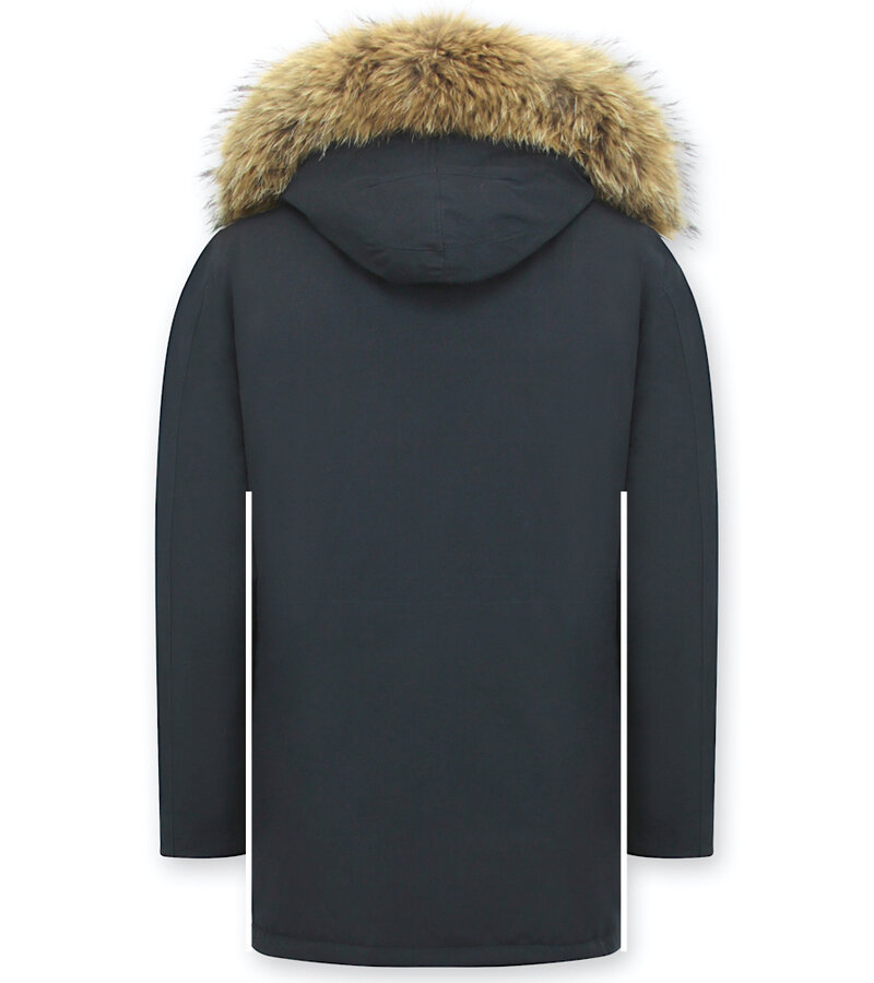 Enos Vinterjacka Herr  - Parkas Herr med Pälskrage  - Blå