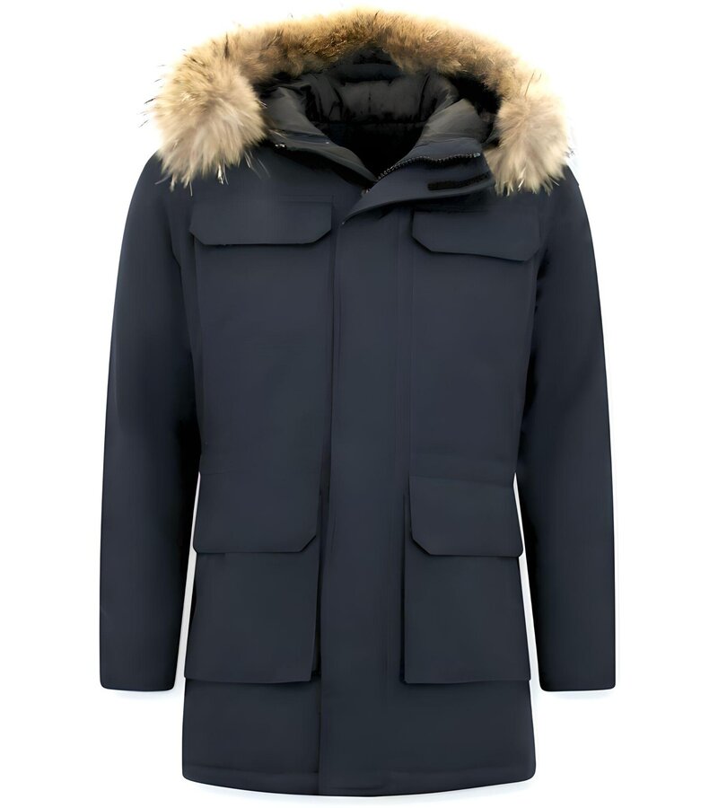 Enos Vinterjacka Herr  - Parkas Herr med Pälskrage  - Herr Vinter Jackor - Blå