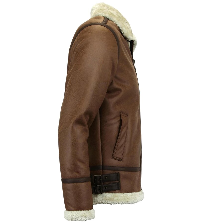 Enos Lammy Coat - Shearling Jacket - Brun