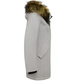 Matogla Parka Damer - äkta Pälskrage - Slim Fit - Beige