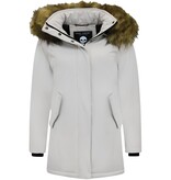 Matogla Parka Damer - äkta Pälskrage - Slim Fit - Beige