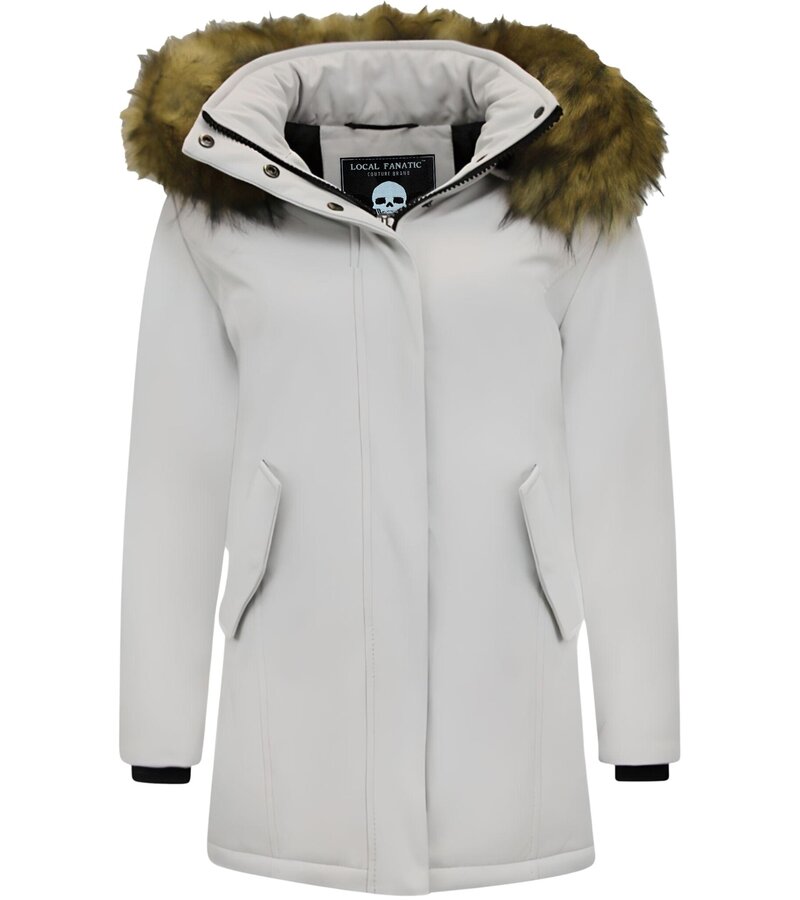 Matogla Parka Damer - äkta Pälskrage - Slim Fit - Beige