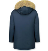 Enos Vinterjacka Herr -  Parkas Herr Vinter Jackor med Pälskrage - Jacka Herr - Blå