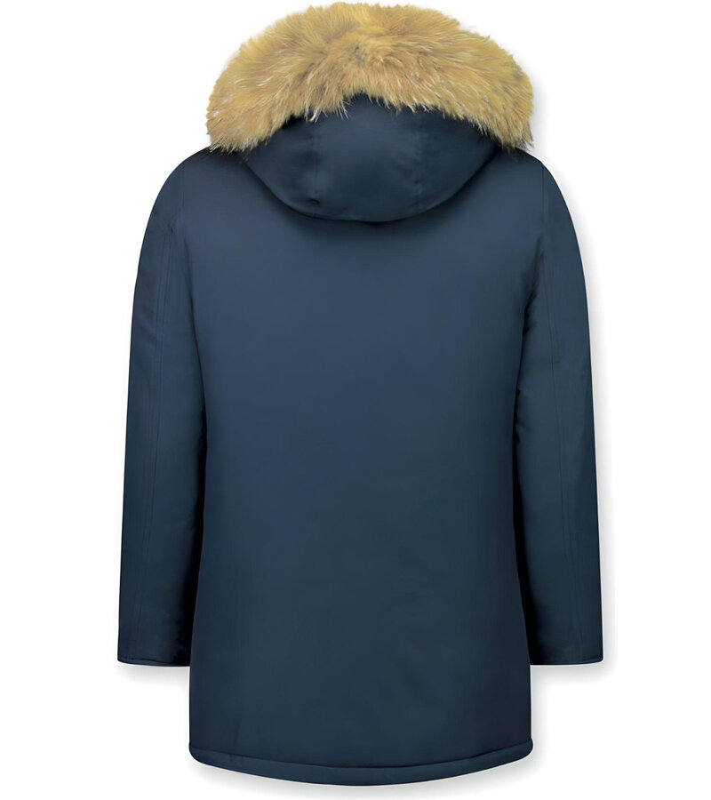 Enos Vinterjacka Herr -  Parkas Herr med Pälskrage - Jacka Herr - PI-7003B - Blå