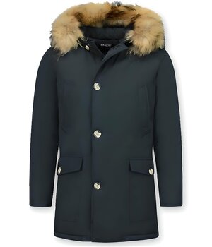 Enos Herr Vinter Jackor - Parkas Herr med Pälskrage - PI-7003Z - Svart