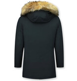 Enos Herr Vinter Jackor - Parkas Herr med Pälskrage - PI-7003Z - Svart