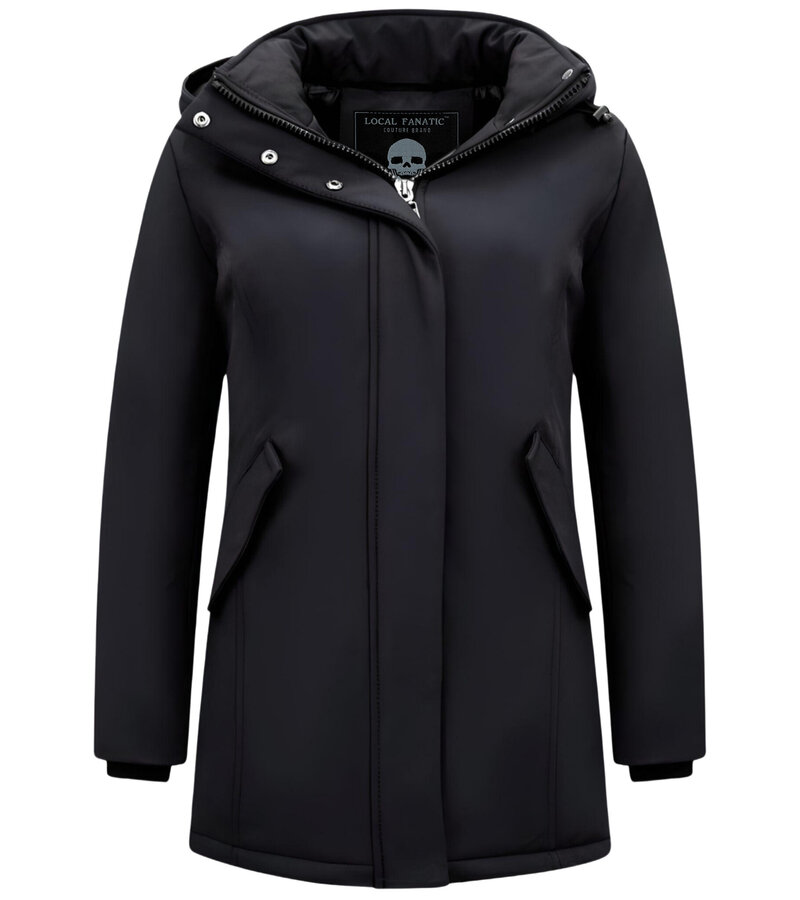 Matogla Parka Damer - äkta Pälskrage - Slim Fit - Svart