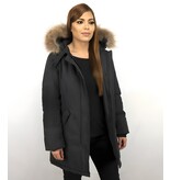 Gentile Bellini Vinterjackadam - Dam Lång Quiltad Vinterjacka med huva Svart - LB280PM