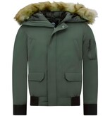 Enos Vinterjacka För Herr Kort - Fuskpälskrage - Grön Enos Vinterjacka För Herr Kort - Fuskpälskrage - Grön