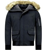 Enos Vinterjacka För Herr Kort - Fuskpälskrage - Svart