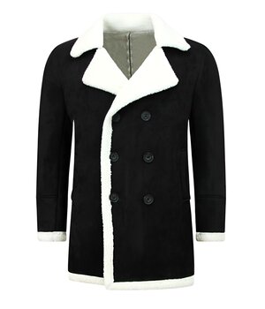 Enos Suede Shearling jacket - Lammy Coat Herr -  Svart