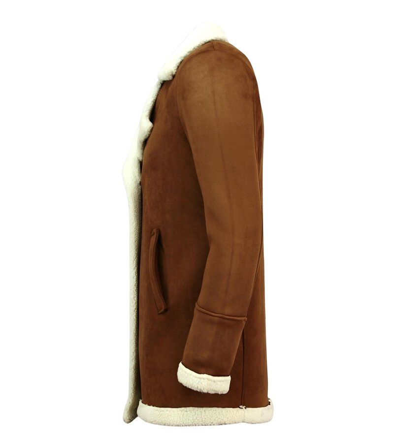 Frilivin Suede Shearling Coat  Camel Herr - Brun