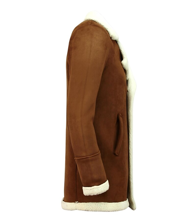 Enos Suede Shearling Coat  Camel Herr - Brun