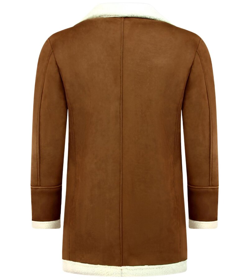 Enos Suede Shearling Coat  Camel Herr - Brun