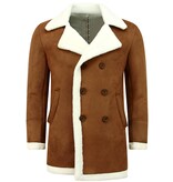 Enos Suede Shearling Coat  Camel Herr - Brun
