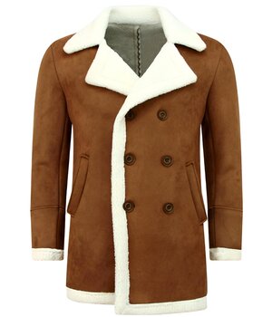 Enos Suede Shearling Coat  Camel Herr - Brun