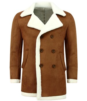 Frilivin Suede Shearling Coat  Camel Herr - Brun