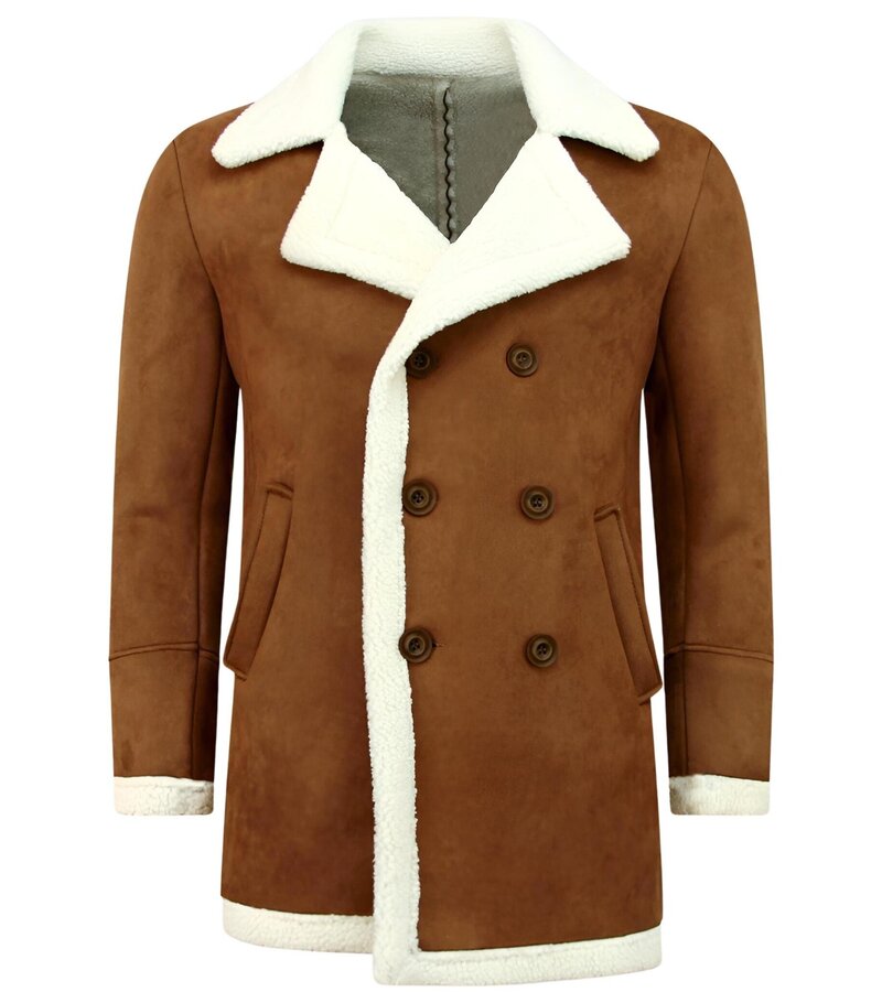 Frilivin Suede Shearling Coat  Camel Herr - Brun