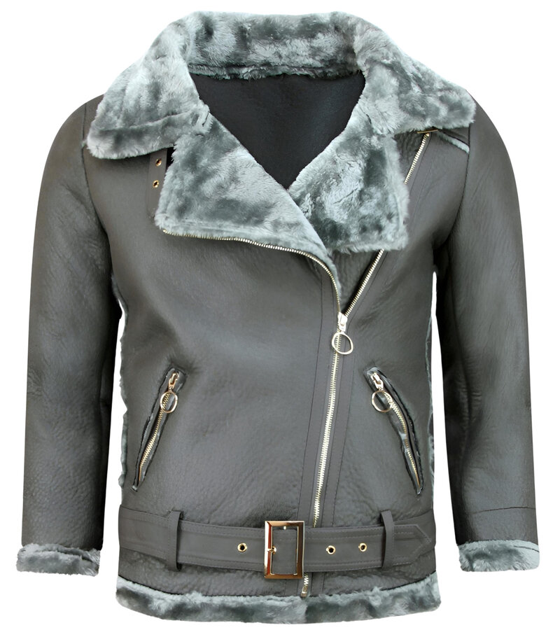 Z-design Shearling Jacka Dam -Skinnjacka  - Grå