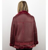 Z-design Shearling Jacka Dam - Jacka med fuskpälskrage  - Bordeaux