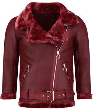 Z-design Shearling Jacka Dam - Jacka med fuskpälskrage  - Bordeaux