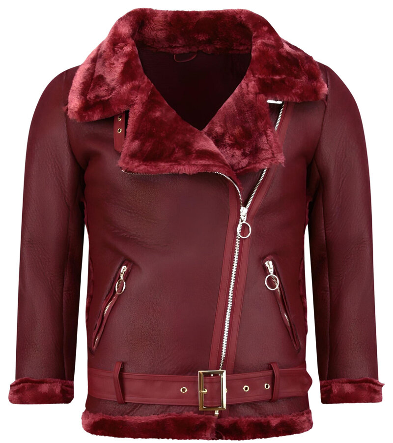 Z-design Shearling Jacka Dam - Jacka med fuskpälskrage  - Bordeaux