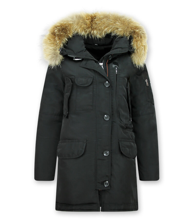 Gentile Bellini Vinterjacka äkta Pälskrage - Parkas Dam - Svart