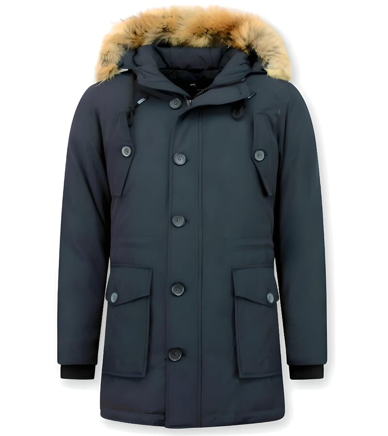 Enos Parkas Vinterjackor Herr - Jacka med äkta Päls - Blå