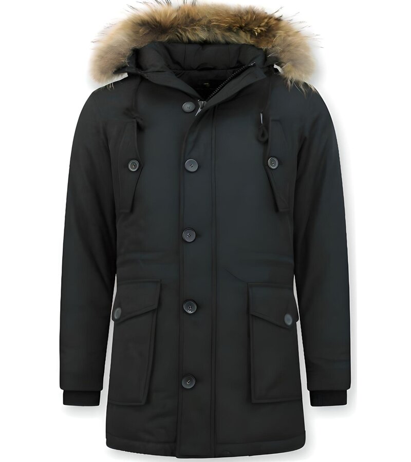 Enos Parkas Vinterjackor Herr - Vinterkappa med päls - Svart